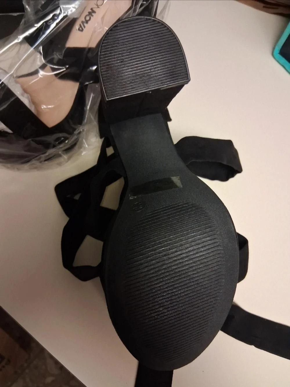 Fashion Nova Black Platform Ankle-Tie Sandals